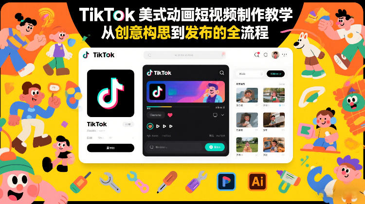 TikTok美式动画短视频制作教学，从创意构思到发布的全流程-宇文网创