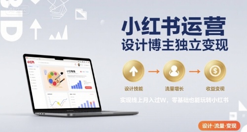 小红书运营设计博主独立变现,实现线上月入过W,零基础也能玩转小红书-宇文网创