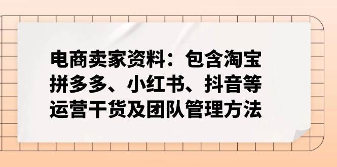 （14354期）电商卖家资料：包含淘宝、拼多多、小红书、抖音等运营干货及团队管理方法-宇文网创