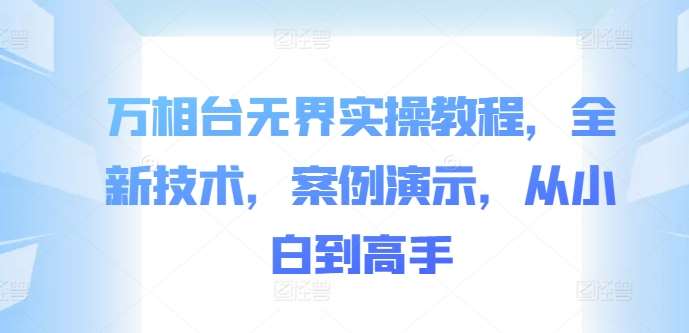 万相台无界实操教程，全新技术，案例演示，从小白到高手-宇文网创