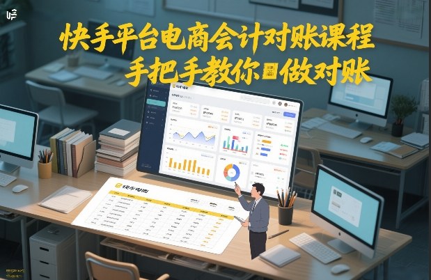 快手平台电商会计对账课程，手把手教你做对账-宇文网创