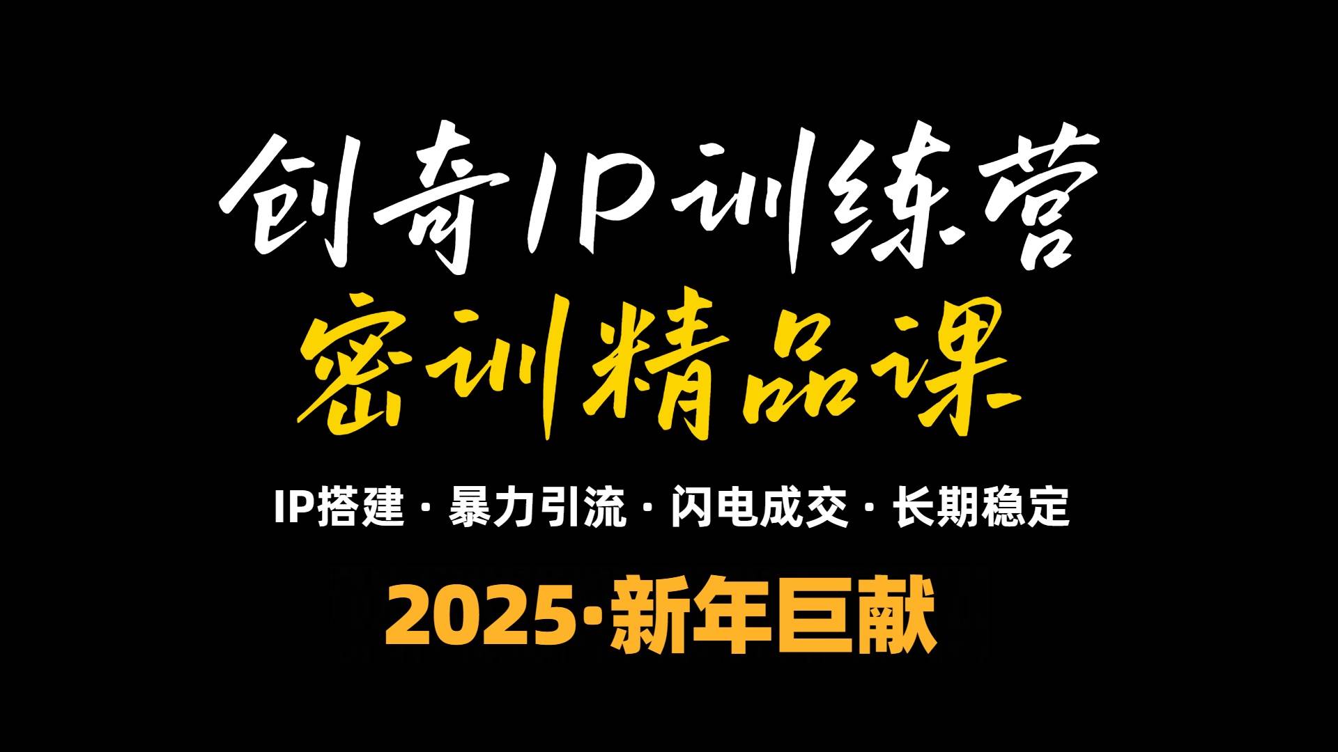 （13898期）2025年“知识付费IP训练营”小白避坑年赚百万，暴力引流，闪电成交-宇文网创