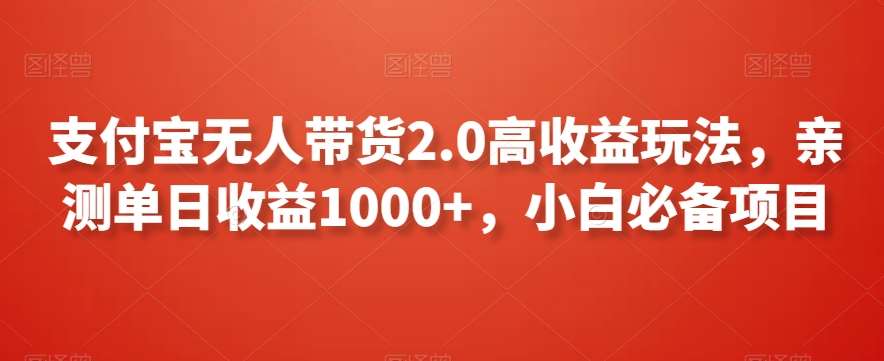 支付宝无人带货2.0高收益玩法，亲测单日收益1000+，小白必备项目【揭秘】-宇文网创