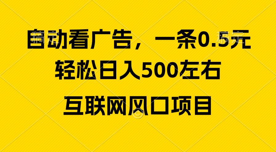 （10306期）广告收益风口，轻松日入500+，新手小白秒上手，互联网风口项目-宇文网创