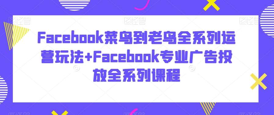 Facebook菜鸟到老鸟全系列运营玩法+Facebook专业广告投放全系列课程-宇文网创