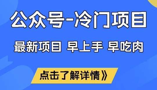 公众号冷门赛道，早上手早吃肉，单月轻松稳定变现1W【揭秘】-宇文网创