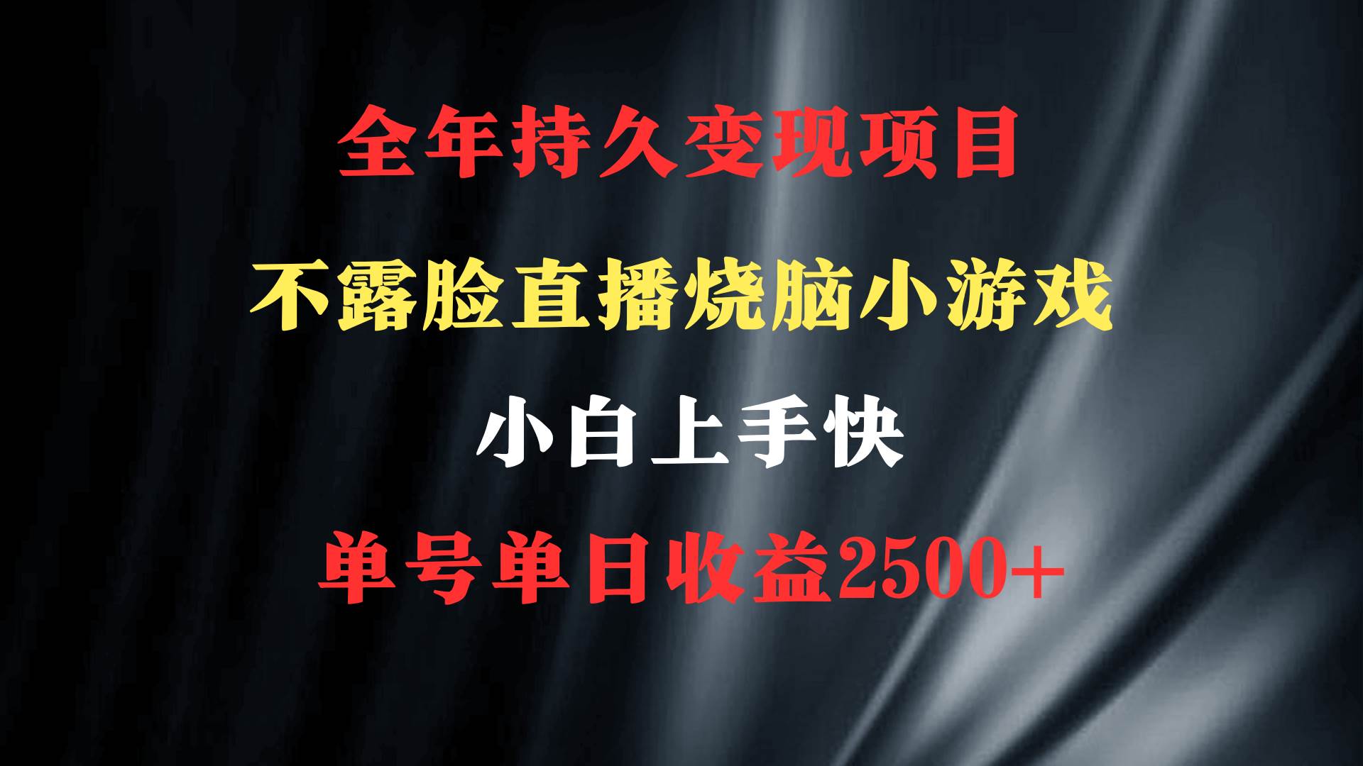 （9168期）2024年 最优项目，烧脑小游戏不露脸直播  小白上手快 无门槛 一天收益2500+-宇文网创