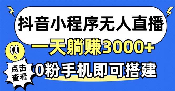 （12988期）抖音小程序无人直播，一天躺赚3000+，0粉手机可搭建，不违规不限流，小...-宇文网创