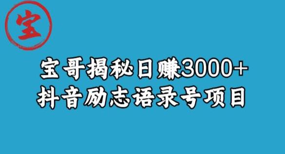 宝哥揭秘日赚3000+抖音励志语录号短视频变现项目-宇文网创