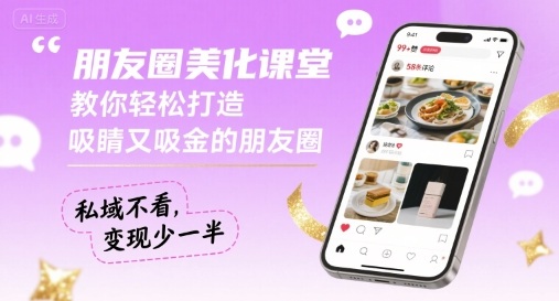 朋友圈美化课堂，教你轻松打造，吸睛又吸金的朋友圈，私域不看，变现少一半-宇文网创