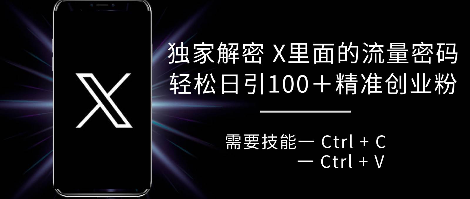 独家解密 X 里面的流量密码，复制粘贴轻松日引100+粉，精准迅速获客-宇文网创