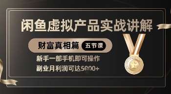 精品！闲鱼虚拟产品实战讲解，新手一部手机即可操作，副业月利润可达5k+-宇文网创