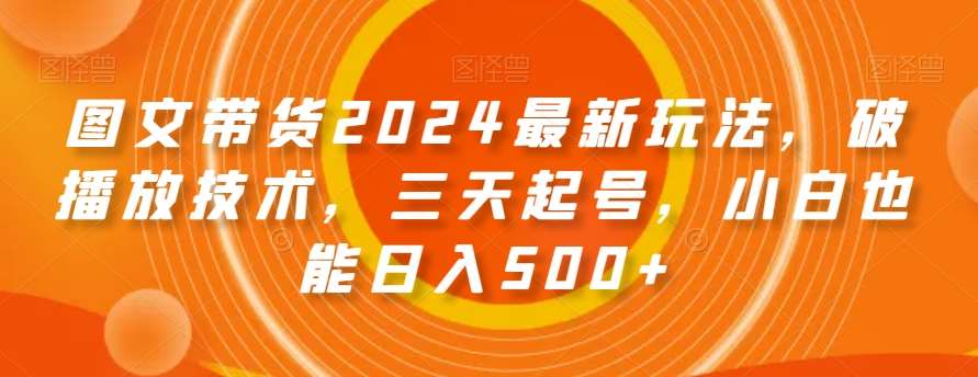 图文带货2024最新玩法，破播放技术，三天起号，小白也能日入500+【揭秘】-宇文网创