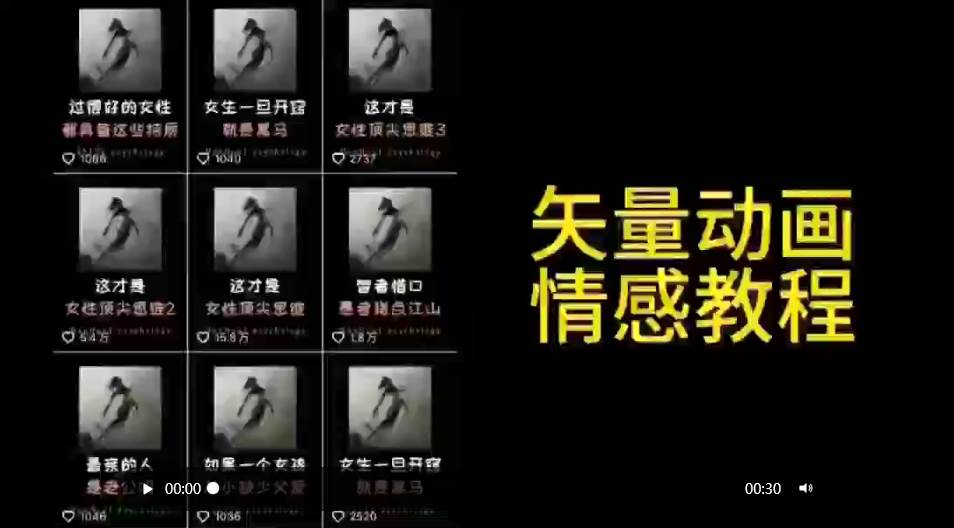 （9334期）矢量动画情感教程：高点赞涨粉，适合情感、思维、创业教育等赛道-宇文网创