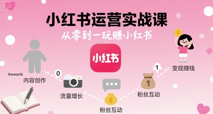 小红书运营实战课，从零到一玩賺小红书-宇文网创