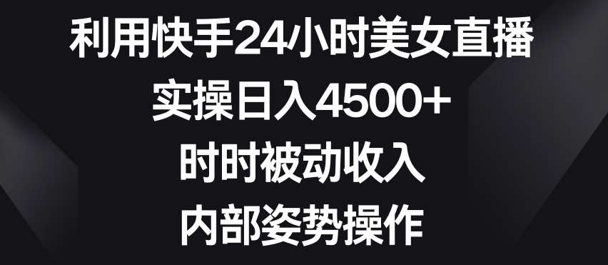利用快手24小时美女直播，实操日入4500+，时时被动收入，内部姿势操作【揭秘】-宇文网创