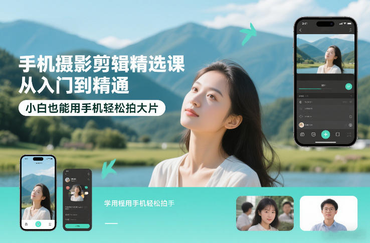 手机摄影剪辑精选课，从入门到精通，小白也能用手机轻松拍大片-宇文网创