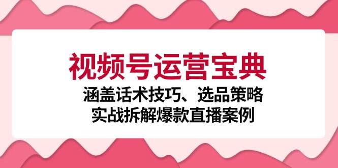 （12808期）视频号运营宝典：涵盖话术技巧、选品策略、实战拆解爆款直播案例-宇文网创