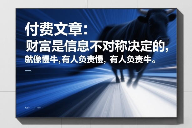 付费文章：财富是信息不对称决定的，就像慢牛，有人负责慢，有人负责牛-宇文网创