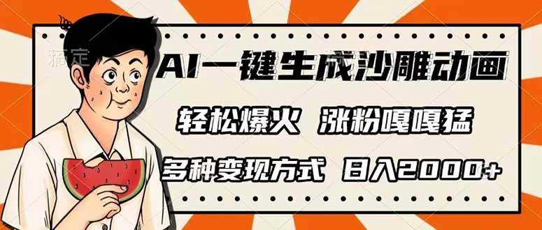 （14161期）AI一键生成沙雕动画，单视频破千万播放，多种变现方式，日入2000+-宇文网创