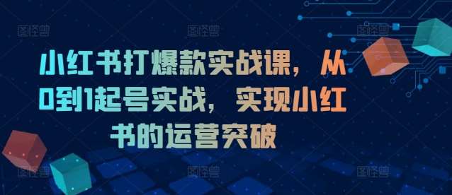 小红书打爆款实战课，从0到1起号实战，实现小红书的运营突破-宇文网创