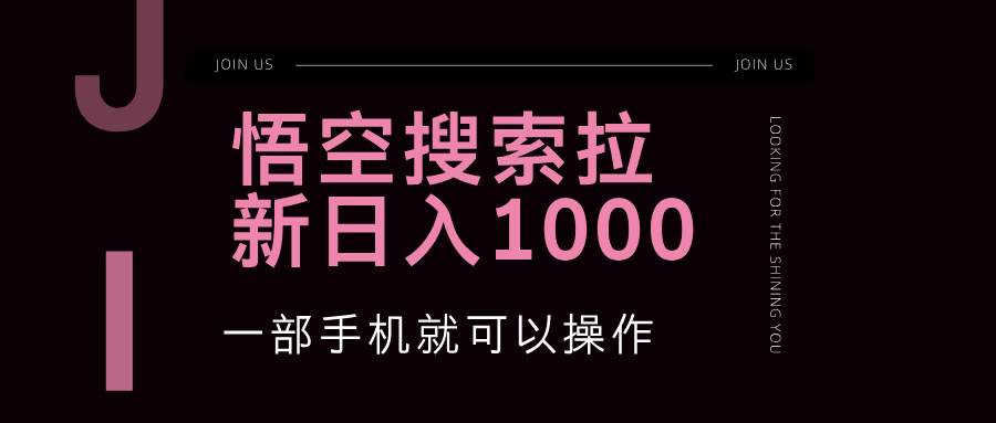 （12717期）悟空搜索类拉新 蓝海项目 一部手机就可以操作 教程非常详细-宇文网创