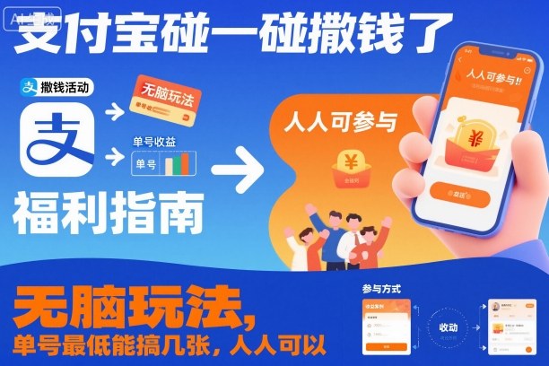 支付宝碰一碰撒钱了，无脑玩法，单号最低能搞几张，人人可以撸【揭秘】-宇文网创