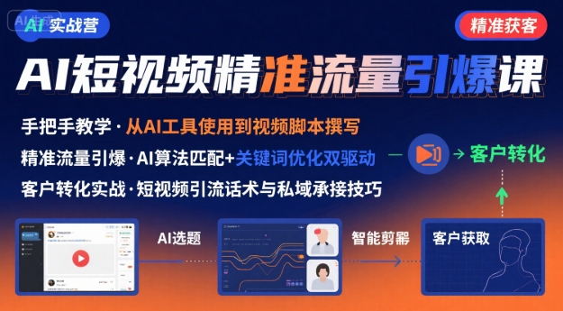 AI+短视频引爆精准客户实战营，手把手教你引爆Ai短视频精准流量-宇文网创