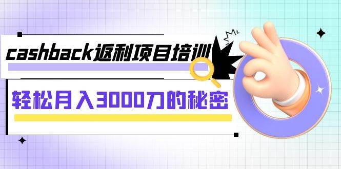 cashback返利项目培训：轻松月入3000刀的秘密（8节课）-宇文网创
