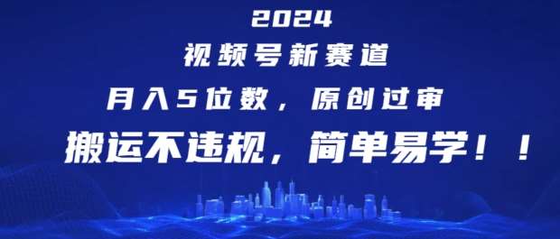 2024视频号新赛道，月入5位数+，原创过审，搬运不违规，简单易学【揭秘】-宇文网创