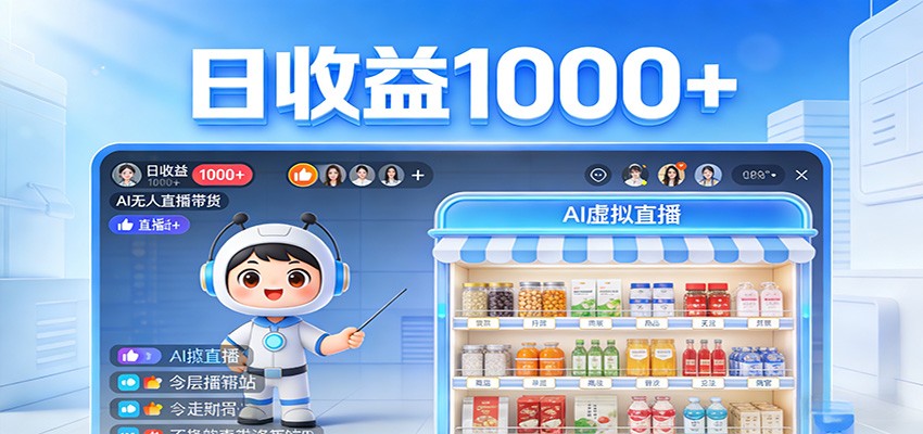 不用露脸不用说话，24小时自动卖货赚钱，全天自动直播，收益看得见-宇文网创