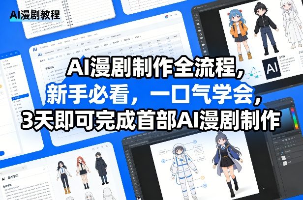 AI漫剧制作全流程，新手必看，一口气学会，3天即可完成首部AI漫剧制作-宇文网创