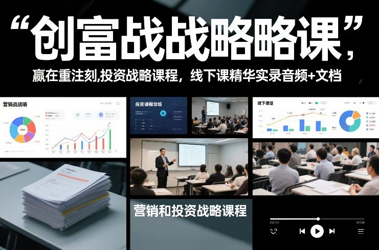创富战略课，赢在重注时刻，营销和投资战略课程，线下课精华实录音频+文档-宇文网创