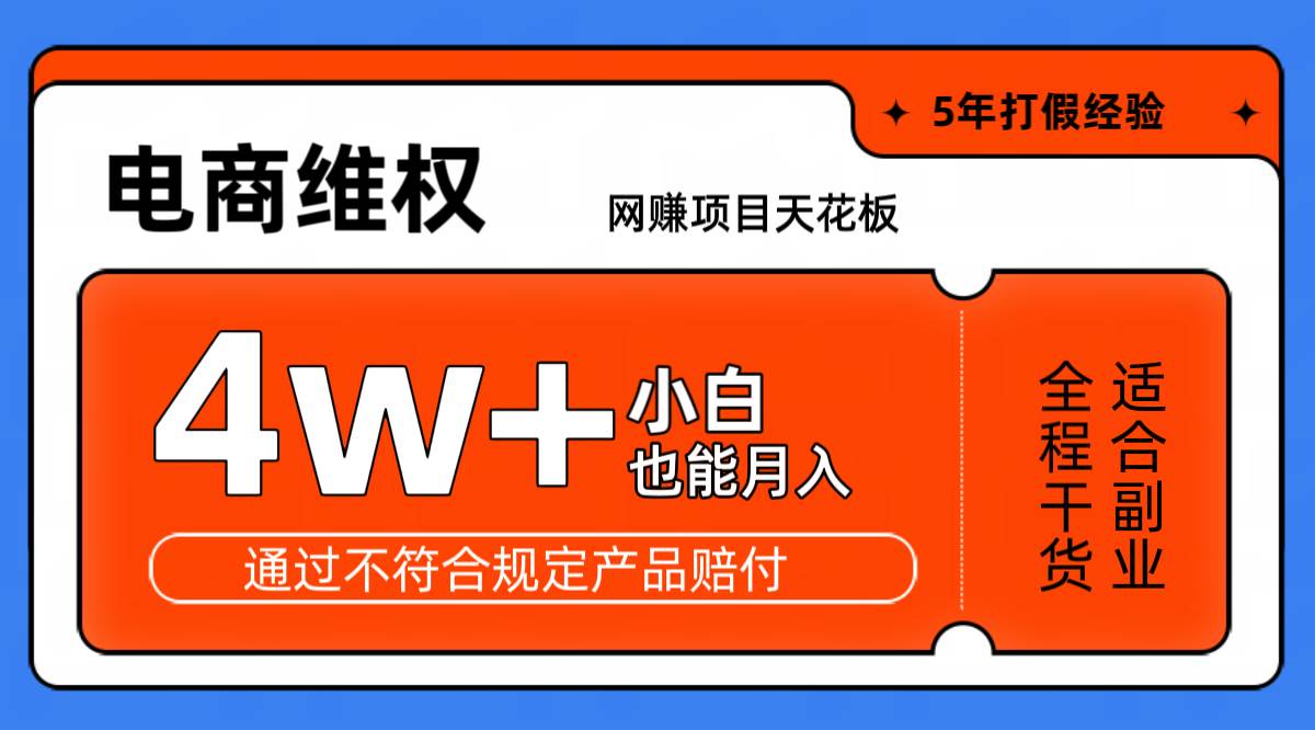 网赚项目天花板电商购物维权月收入稳定4w+独家玩法小白也能上手-宇文网创