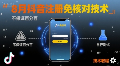 8月抖音注册免核对技术，不保证百分百，自测-宇文网创