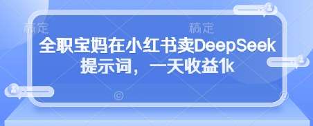 全职宝妈在小红书卖DeepSeek提示词，一天收益1k-宇文网创