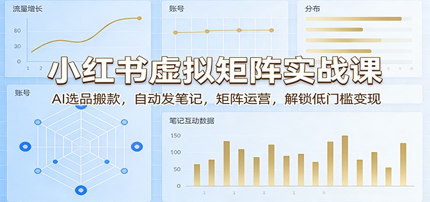 小红书虚拟矩阵实战课：AI选品搬款，自动发笔记，矩阵运营，解锁低门槛变现-宇文网创