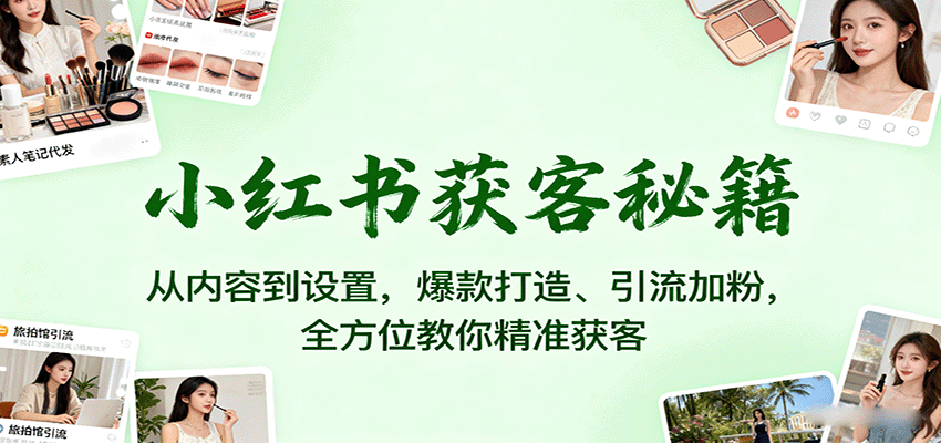 小红书获客秘籍：从内容到设置，爆款打造、引流加粉，全方位教你精准获客-宇文网创