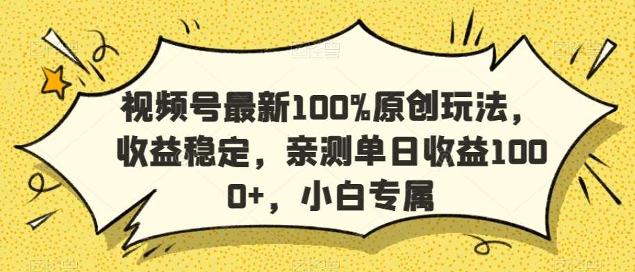 视频号最新100%原创玩法,收益稳定,亲测单日收益1000+,小白专属【揭秘】-宇文网创