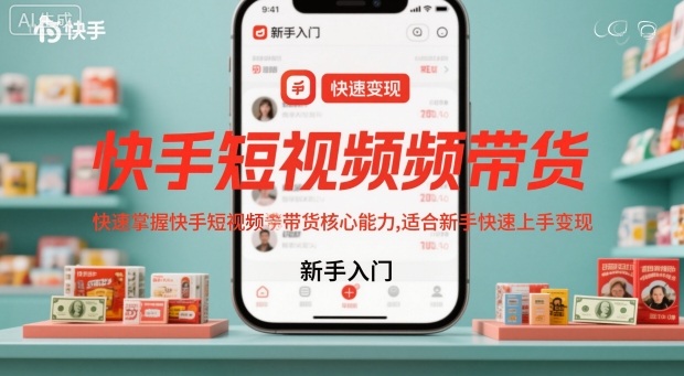 快手短视频带货，快速掌握快手短视频带货核心能力，适合新手快速上手变现-宇文网创