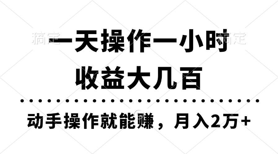 （11263期）一天操作一小时，收益大几百，动手操作就能赚，月入2万+教学-宇文网创