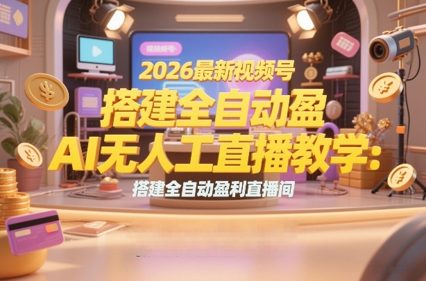 2026最新视频号AI无人直播教学：搭建全自动盈利直播间，低成本开启副业变现-宇文网创