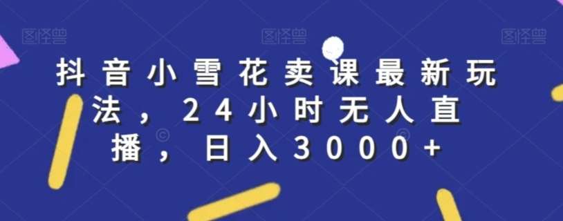 抖音小雪花卖课最新玩法，24小时无人直播，日入3000+【揭秘】-宇文网创