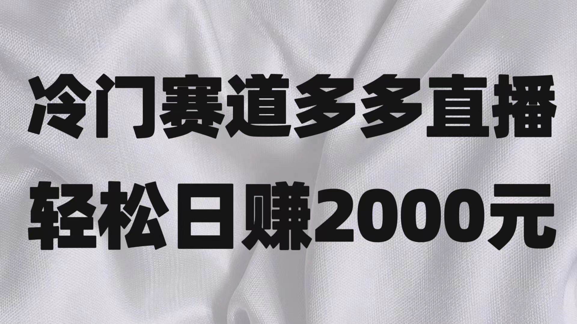 冷门赛道拼多多直播项目，简单念稿子，日收益2000＋-宇文网创