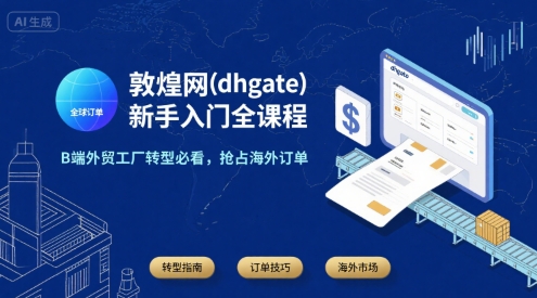 敦煌网(dhgate)新手入门全课程，B端外贸工厂转型必看，抢占海外订单-宇文网创