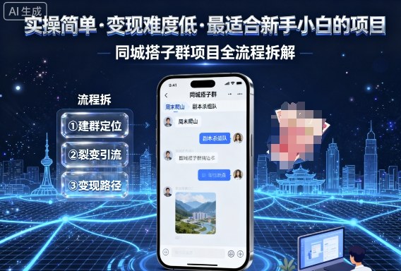 实操简单，变现难度低，最适合新手小白做的项目，每天轻松收入3张，同城搭子群项目全流程拆解-宇文网创