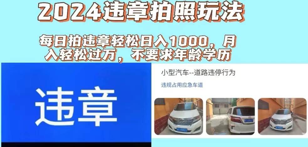 （11743期）2024违章拍照新玩法，推广躺赚+拍照赚钱双模式，日入1000+-宇文网创