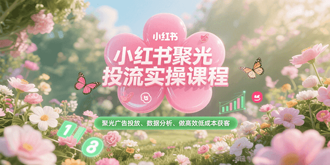 小红书聚光投流实操课程，聚光广告投放、数据分析、做高效低成本获客-宇文网创