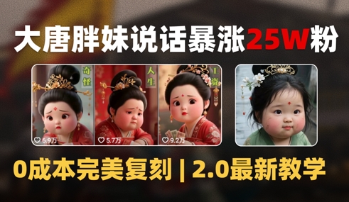 AI大唐胖贵妃说话2.0，40条视频暴涨40w粉，附独家变现攻略-宇文网创