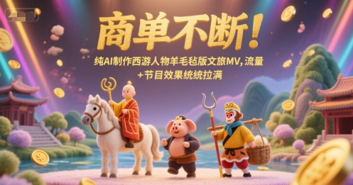 商单不断！纯AI制作西游人物羊毛毡版文旅MV，流量+节目效果统统拉满-宇文网创
